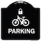 Signmission Parking With Cycle and Lock Symbol Heavy-Gauge Aluminum Architectural Sign, 18" x 18", BW-1818-23476 A-DES-BW-1818-23476 - alternate 1